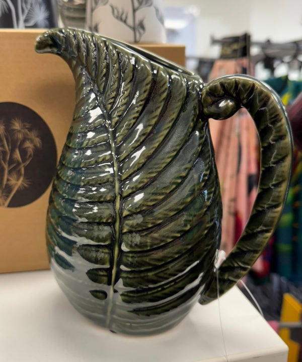 18cm Ceramic Fern Jug/Green