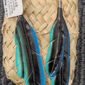 Double Feather Bone Earrings 80mm